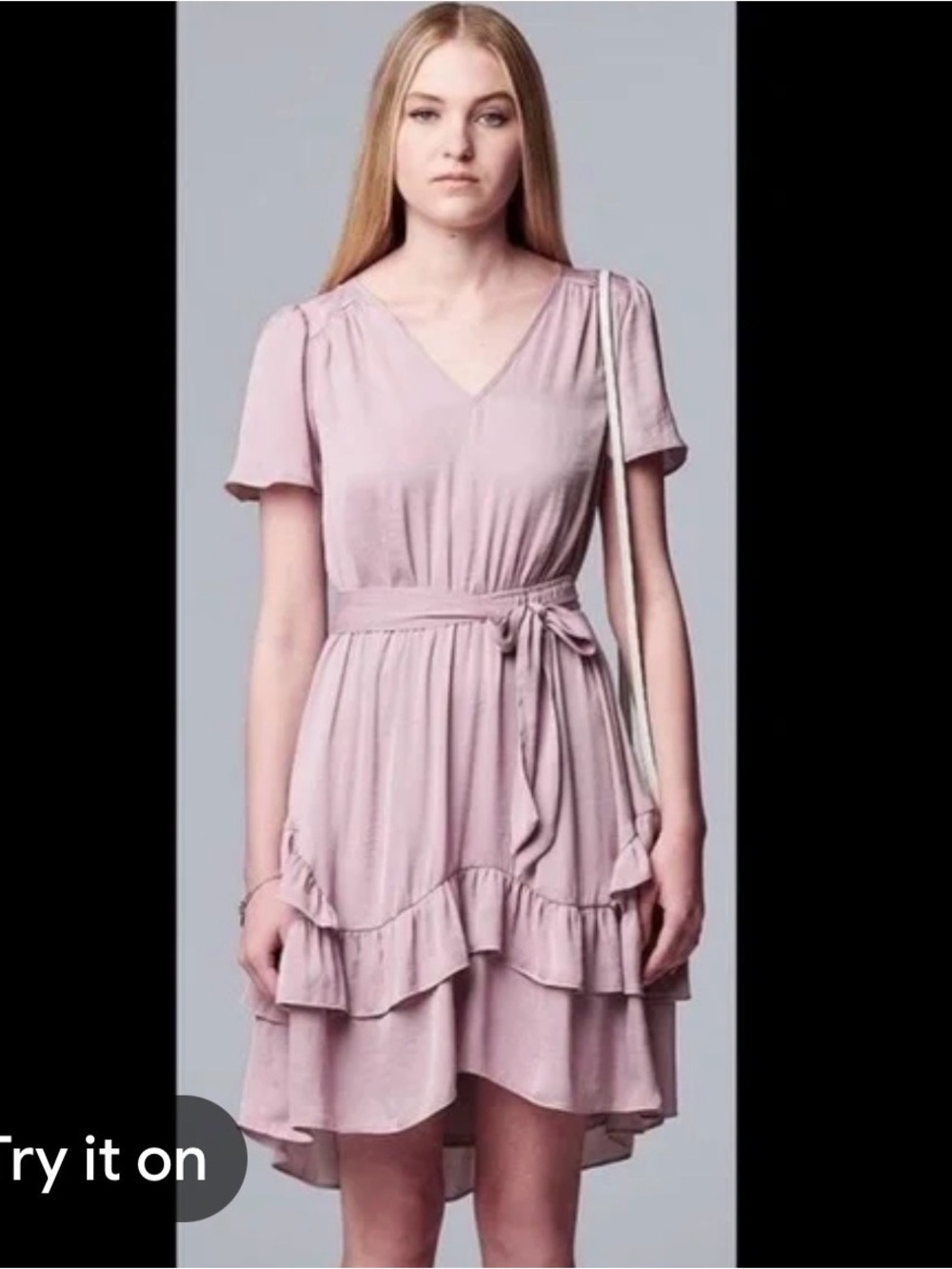 Simply Vera Vera Wang Ruffle Short Sleeve Midi Dress.